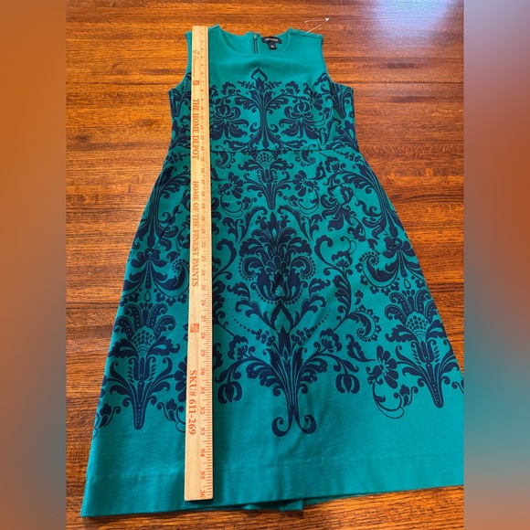 Lands End Size 6 Ponte Knit Sleeveless Sheath Dress Pockets Green Blue Paisley - Picture 13 of 13